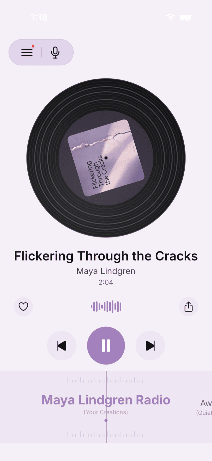Radio — a personalized, continuous play drawn from your own songs.